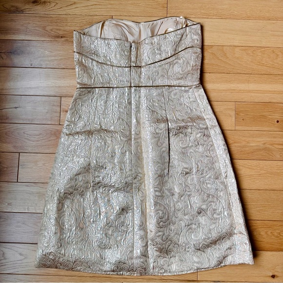 Max and Cleo Strapless Gold Brocade Dress - Picture 2 of 7